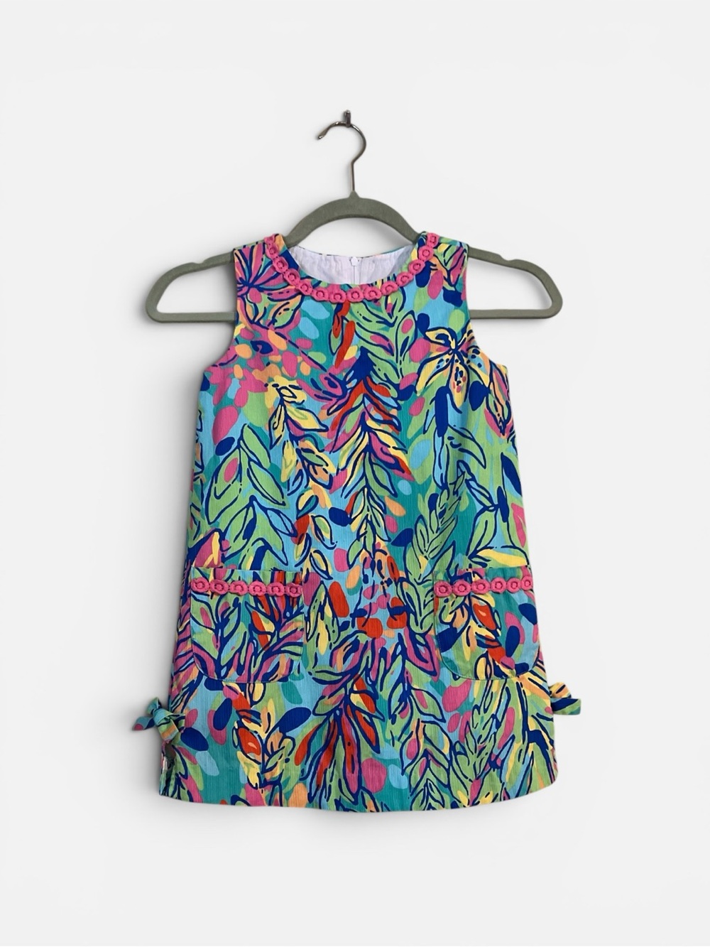 Lilly Pulitzer Tropical Giraffe Leaves Shift Dress Girls Size 7